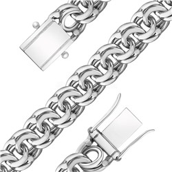 Браслет из серебра родированный с замком " коробочка" - Бисмарк 925 пробы БРБ17021р