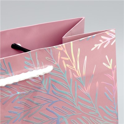 Пакет новогодний подарочный голографический «С Новым годом», M 26×30×9 см