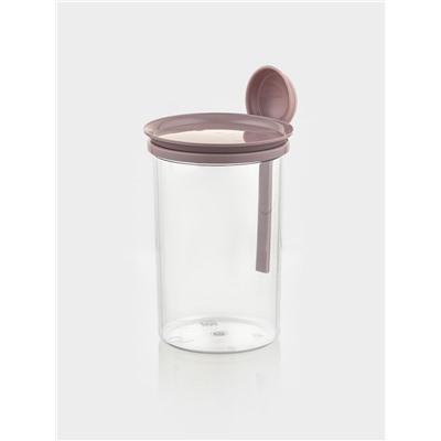 Банка для сыпучих продуктов Полимербыт, 700 мл, с ложкой, прозрачная, пластик, МИКС