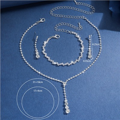 Комплект бижутерии вечерний: Колье, Серьги и Браслет. "Капельки"