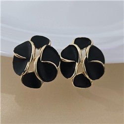 Серьги цветы ювелирная бижутерия Итальянское золото (покрытие желтое 14к) вставка: эмаль, цвет: черный матовый, арт.313.344