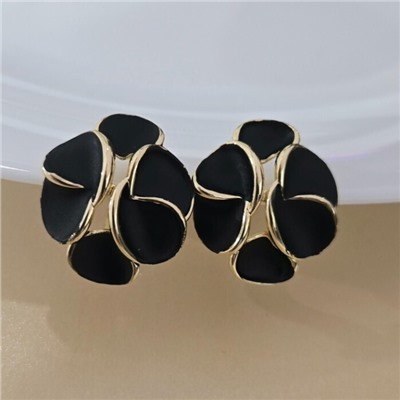 Серьги цветы ювелирная бижутерия Итальянское золото (покрытие желтое 14к) вставка: эмаль, цвет: черный матовый, арт.313.344