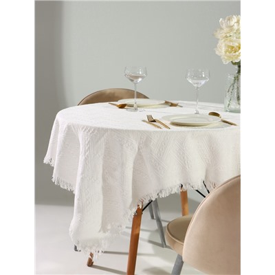 Скатерть «Этель», белая, фактурная, 130×130 см
