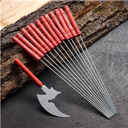 Набор шампуров-спиц 12 шт., рабочая часть - 21 см, ширина - 2 мм, толщина - 2 мм, с ножом