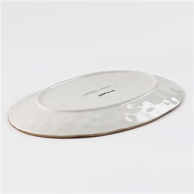 Блюдо Доляна «Космос», 31.5×22 см, овальное, фарфор, белое, красное