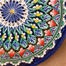 Тарелка Риштанская Керамика «Узоры», d=22 см, керамика, узор микс, синяя