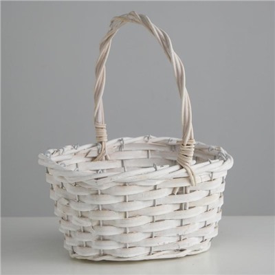Корзина плетёная, ива, 22×16×11.5/25 см, белый