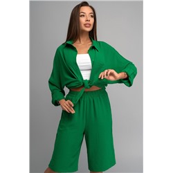 Женский летний костюм оверсайз из ткани-жатка Happyfox