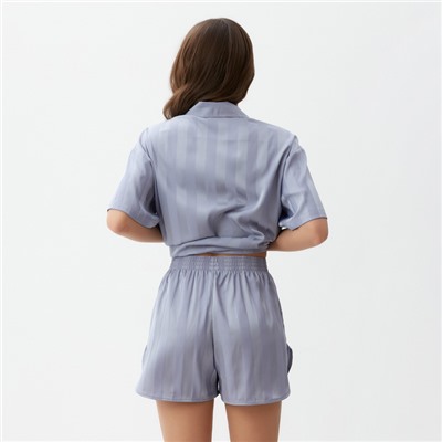 Пижама женская (рубашка, шорты) KAFTAN «Полоска», размер 40-42, голубая