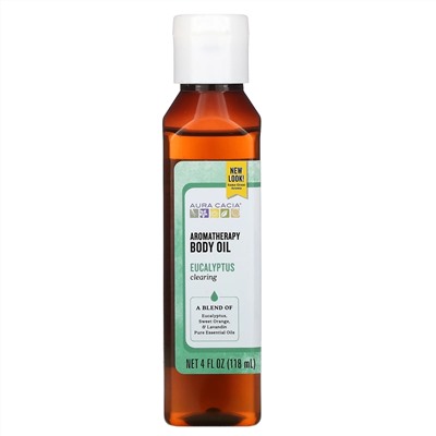 Aura Cacia, Ароматерапевтическое масло для тела, легкое дыхание эвкалипта, 4 жидких унции (118 мл)
