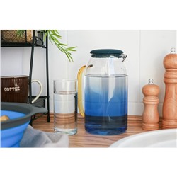 Кувшин для воды Magistro «Модерн», 1.4 л, 16×21 см, стекло, с крышкой, синий
