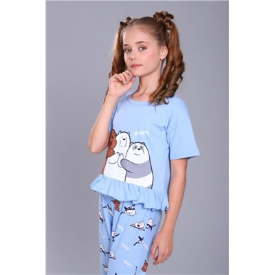 Пижама для девочки Три медведя арт. ПД-021-047 (Голубой)