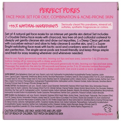 Nugg, Perfect Pores, Face Mask Set, 4 Masks