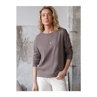 Базовый лонгслив из премиального хлопка с эластаном VILATTE, 1228142