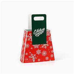Коробка подарочная новогодняя складная с ручками «Снежинки» 23×8×32 см