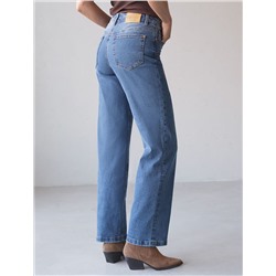 Джинсы прямые Regular fit с декоративной стиркой из эластичного денима