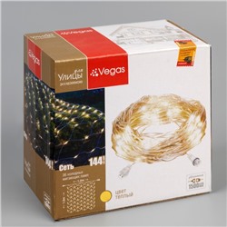 Гирлянда «Сеть» 1.2×1.5 м, IP44, УМС, прозрачная нить, 36 LED, свечение тёплое белое, мерцание белым 24 В