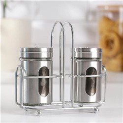 Набор для специй на подставке «Стиль», 2 предмета: солонка и перечница, 80 мл, стекло