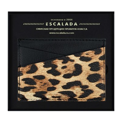 Чехол для пластиковых карт 105х70 мм 70777 "ЛЕОПАРД ТЁМНО-КОРИЧНЕВЫЙ" 1 отд.,2 кармана Феникс