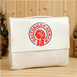 Набор для бани с принтом «Настоящий мужик», 5 предметов: шапка, рукавица, портфель, мочалка, коврик