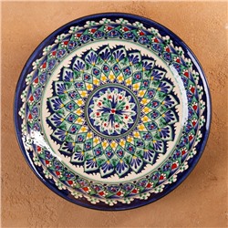 Ляган узбекский Риштанская Керамика «Узоры», d=25 см, синий