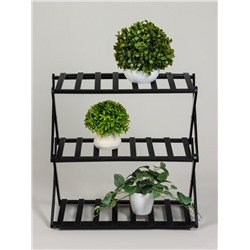 Подставка для цветов Greengo, 3 полки, 50×25×46 см, напольная, бамбук, чёрная