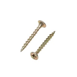 Саморез 3.5×35 мм ТУНДРА PREMIUM, потай, крупная резьба, шлиц PH, желтый цинк, 1 кг