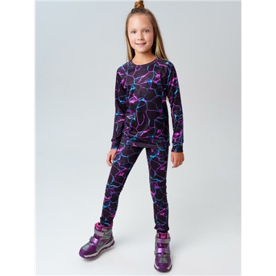 Термокомплект трикот. для девочек: фуфайка (футболка) с длин. рук, брюки