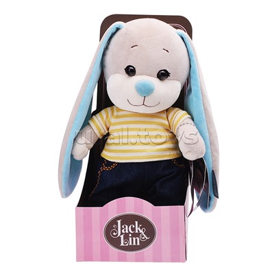 Зайчик Жак в футболке и джинсах, 20 см, в коробке