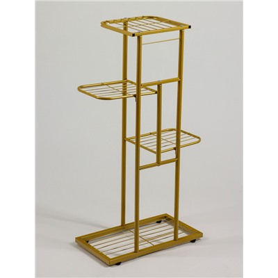 Подставка для цветов Greengo, 4 полки, 43×22×82 см, напольная, металл, цвет золотой