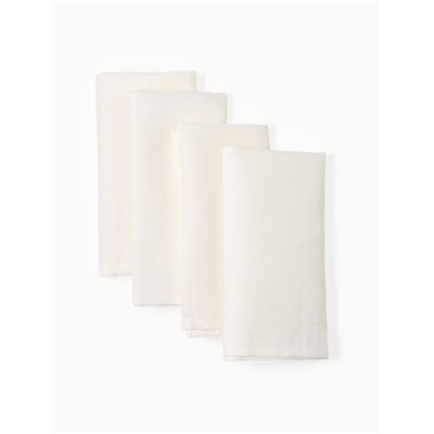 Набор салфеток с декоративными кольцами «Этель» Snow, 40×40 см - 4 шт., 100% лён