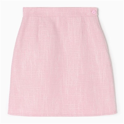 Юбка мини твидовая женская MIST, размер 48, розовая