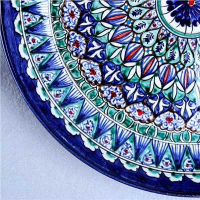 Ляган узбекский Риштанская Керамика «Узоры», d=28 см, синий