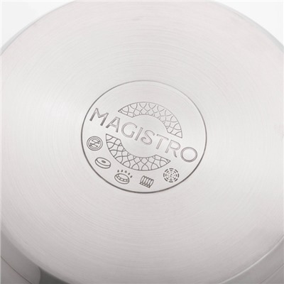 Кастрюля Magistro Klimena, 4.6 л, AISI - 201, крышка-дуршлаг, носик для слива, капсульное дно, индукция, нержавеющая сталь