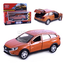 Машина металл Lada Vesta SW Cross, 12 см, (двер, багаж, золотой.)инерц, в коробке