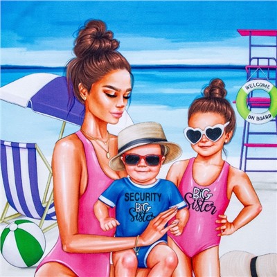 Полотенце пляжное в сумке Этель «Family» 70×140 см, микрофибра