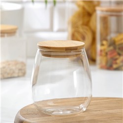 Банка стеклянная для сыпучих продуктов с бамбуковой крышкой BellaTenero «Эко», 750 мл, 11×12.5 см