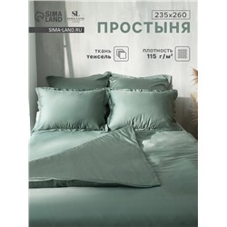 Простыня евро SL Home Tencel, 235×260 см, оливковая, тенсель