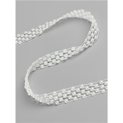 Жемчуг на нитях, плоский, 14 мм, 9±1 м, белый