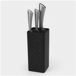 Подставка для ножей с наполнителем Доляна «Зефир», 22×10 см, цвет чёрный