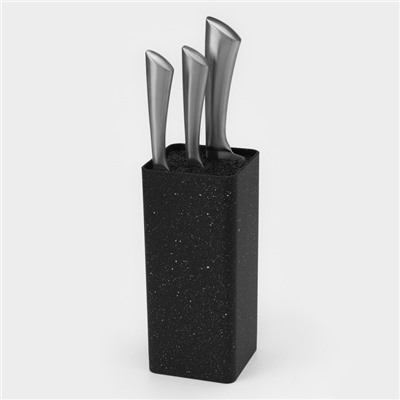 Подставка для ножей с наполнителем Доляна «Зефир», 22×10 см, цвет чёрный