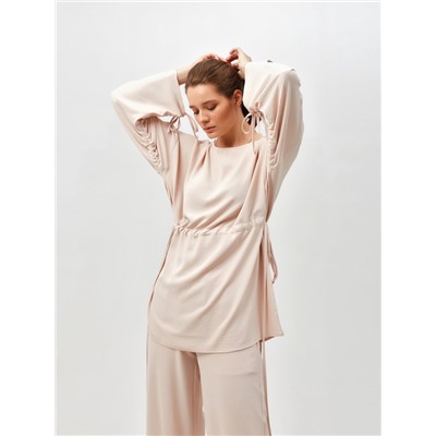 Костюм женский (туника, брюки) MINAKU: Casual Collection, размер 42, бежевый