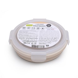 Ланчбокс складной герметичный круглый, 350 мл, диаметр 12 см, высота 6,5 см, в сложенном виде высота 3 см, силиконовый, с пластиковой крышкой, с отверстием вентиляции и силиконовой заглушкой, бежевый