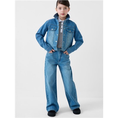 Брюки текстильные джинсовые для девочек