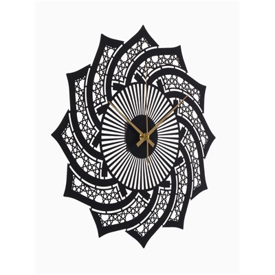 Часы настенные интерьерные «Вихрь», бесшумные, плавный ход, d=40 см, металл, чёрные