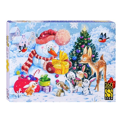 Пазлы 160 "Снеговик и зайчата"
