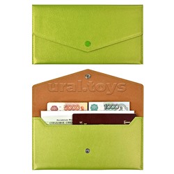 Органайзер-папка д/путешествий Наппа салатовый металлик (227х110 мм)