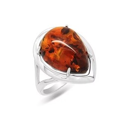 Кольцо из серебра янтарь, КП35