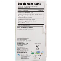 Organic India, Очищающий чай с тулси, без кофеина, 18 пакетиков, 28,8 г (1,02 унции)