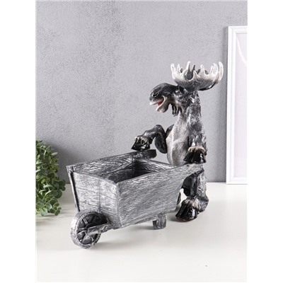 Фигура-подставка для мелочей полистоун «Лось с тележкой», 36×46×21х см